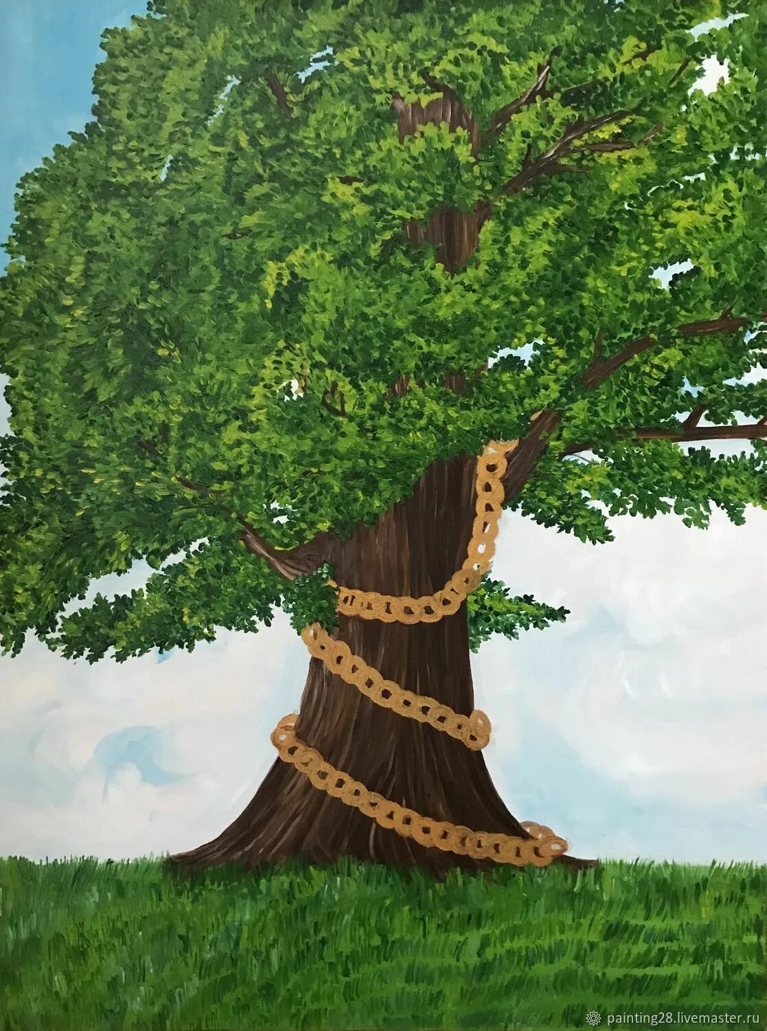 Сказочное дерево. Лукоморье дуб кот. Дуб с цепью. Златая цепь на дубе. Сказочный дуб лукоморье.