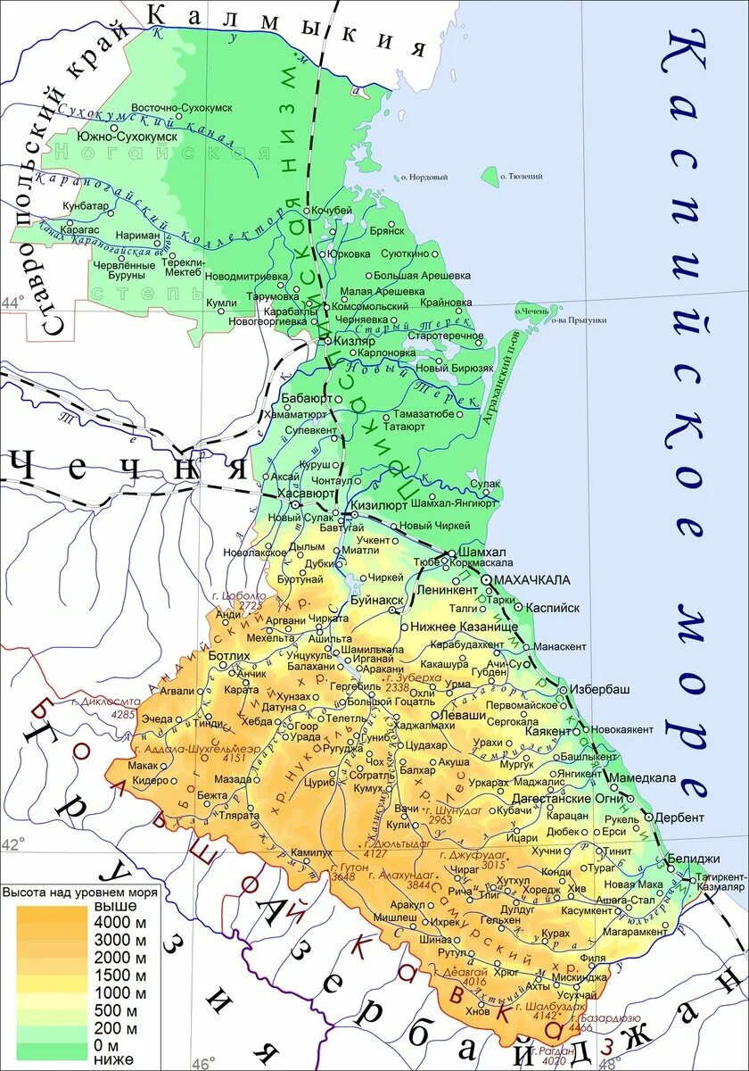 Дагестан какой район. Карта Дагестана подробная со всеми городами. Границы Дагестана на карте. Территория Дагестана на карте. Карта Дагестана с районами подробная.
