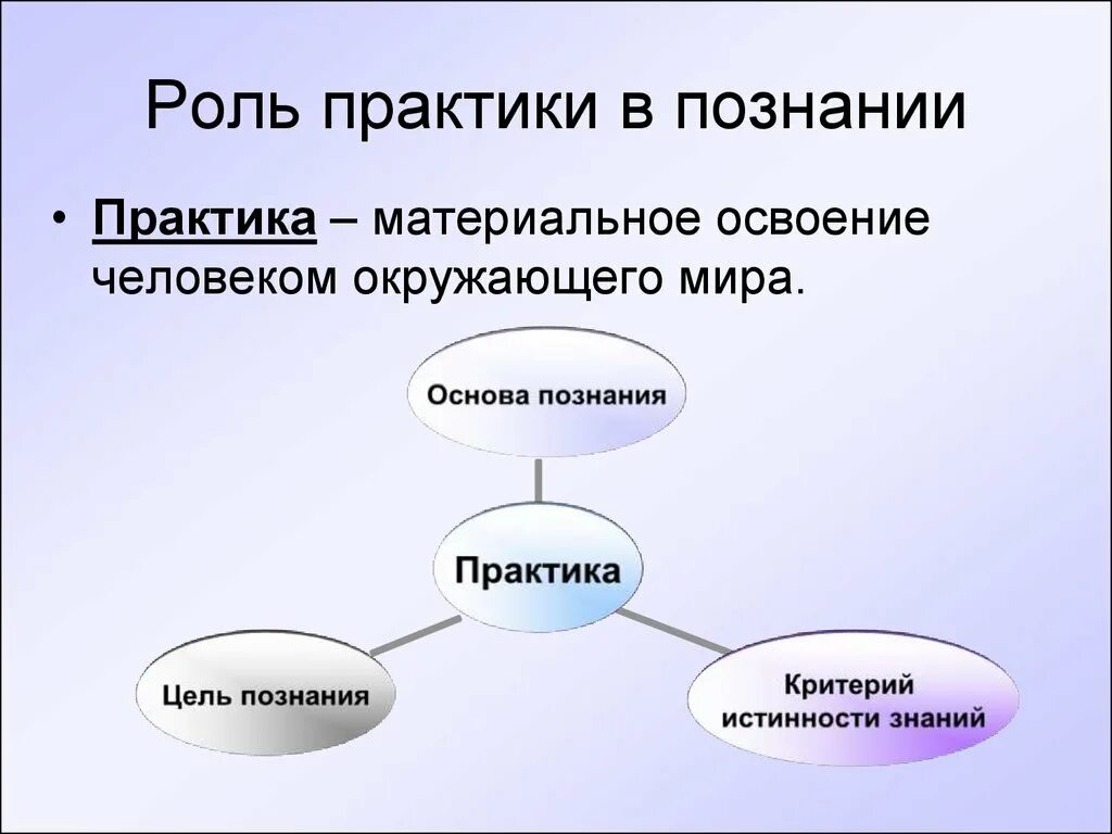 Образование направлено на освоение человеком материальной. Роль практики в познании. Роль практики в процессе познания. Познание и роль практики в познании.