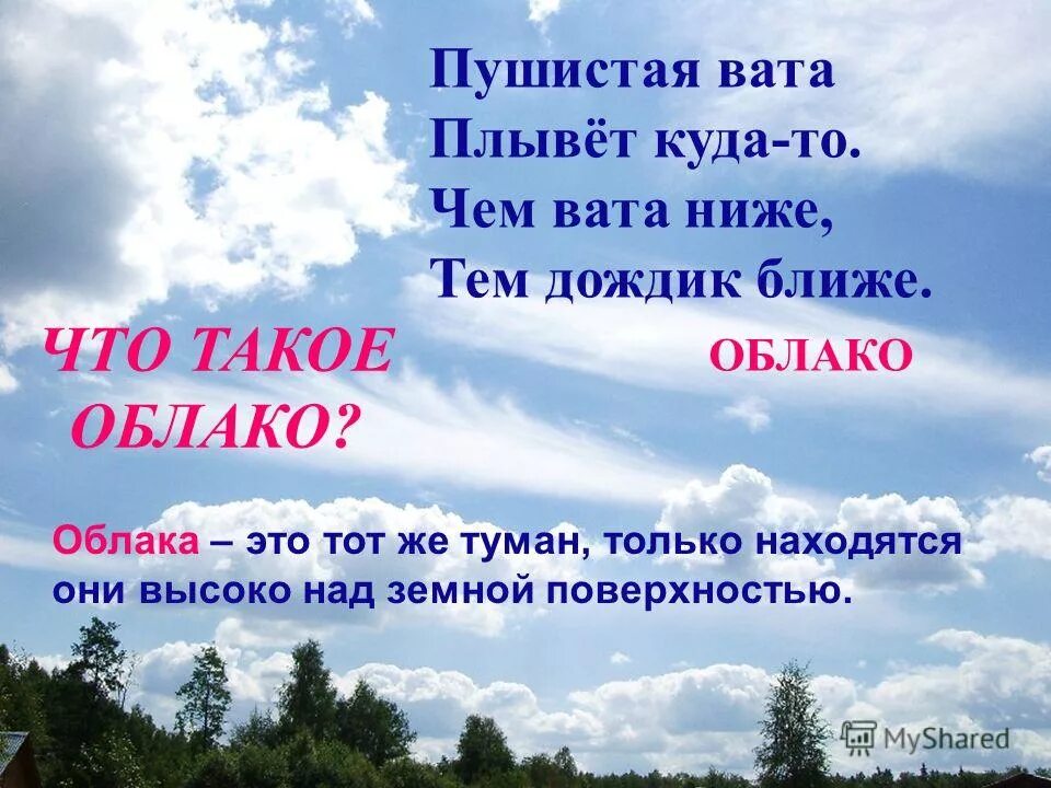 Что такое туча 1 класс окружающий мир