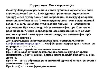 Характер корреляционной связи