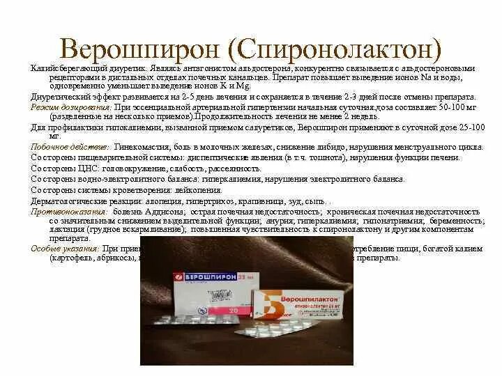Спиронолактон побочка. Спиронолактон побочка