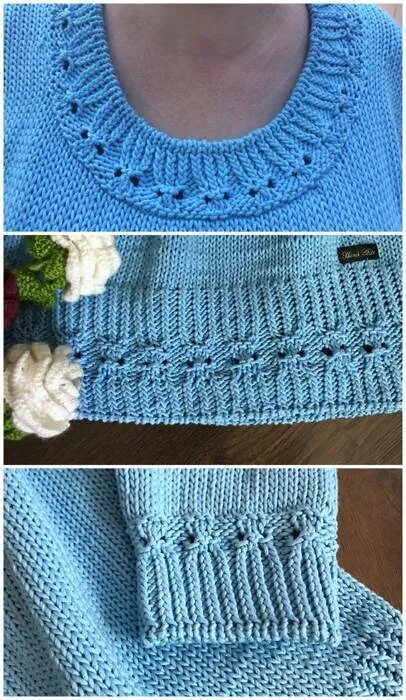 Как правильно обвязать горловину. Обвязка горловины бейка рулик. Красивая горловина спицами. Обвязка горловины. Вывязывание горловины v образный вырез.
