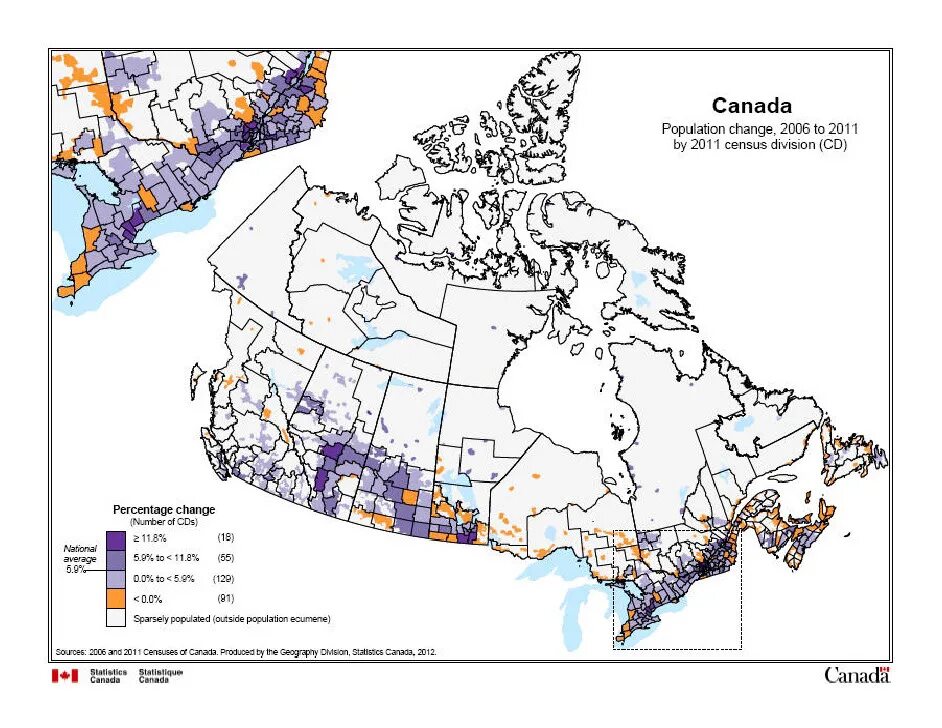 Карта плотности населения Канады. Карта Канады по плотности населения. Плотность населения Канады.