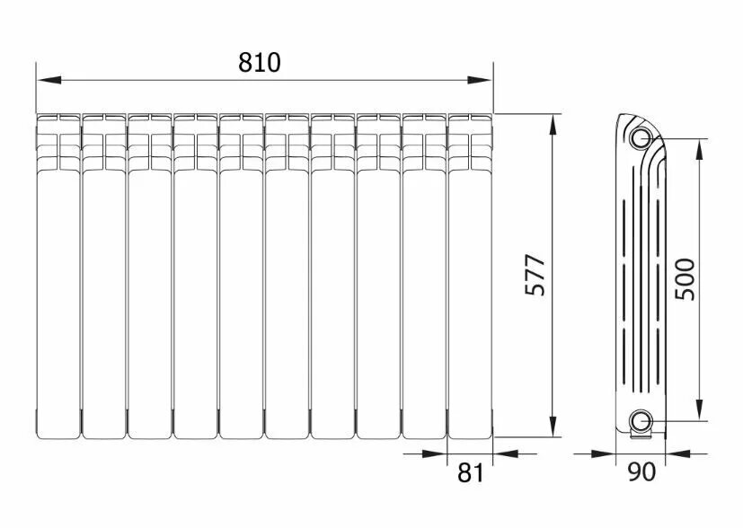 Радиатор equation 500/90. Радиатор equation 500/100, 10 cекций Биметалл. Радиатор биметаллический 10 секций Fondital Alustal 500/100. Биметаллический радиатор 500/100 Light Bitherm схема. Дюйм купить батарею