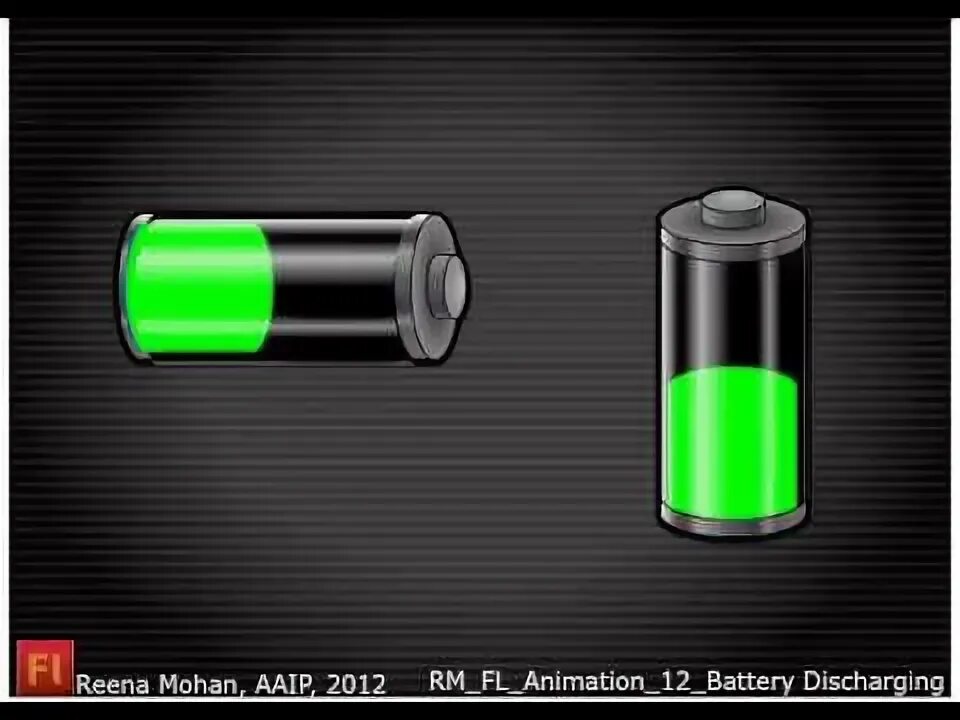 Battery discharged. Battery animation.