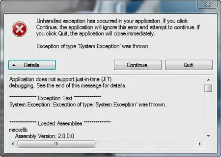 Exception caught during firing event