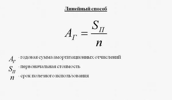 Формула линейного метода начисления амортизации. Формула для линейного метода расчета амортизации. Линейный метод начисления амортизации формула. Годовая сумма амортизации формула линейный метод. Ежегодная сумма амортизации