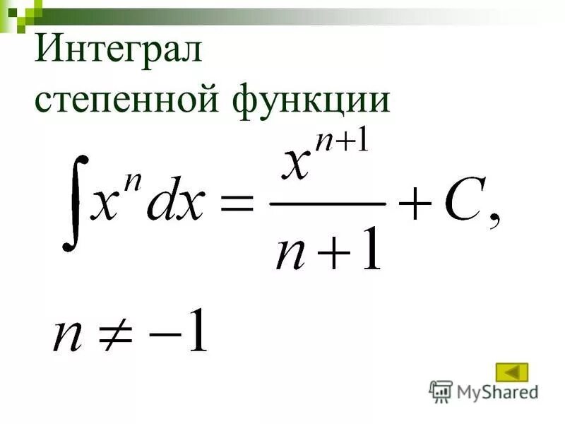 Интеграл степени. Интегрирование степенной функции. формула интегрирования степенной функции. формула первообразной степенной функции. интеграл от степенной функции формула.