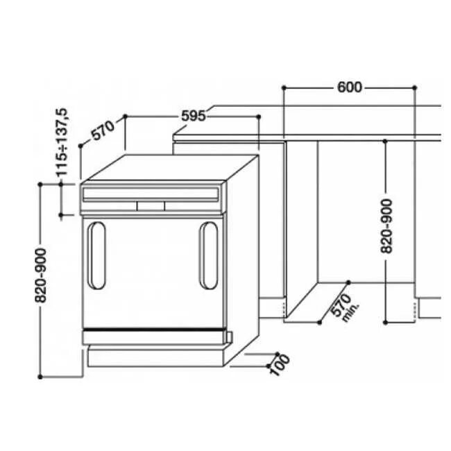 Высота встроенной посудомойки