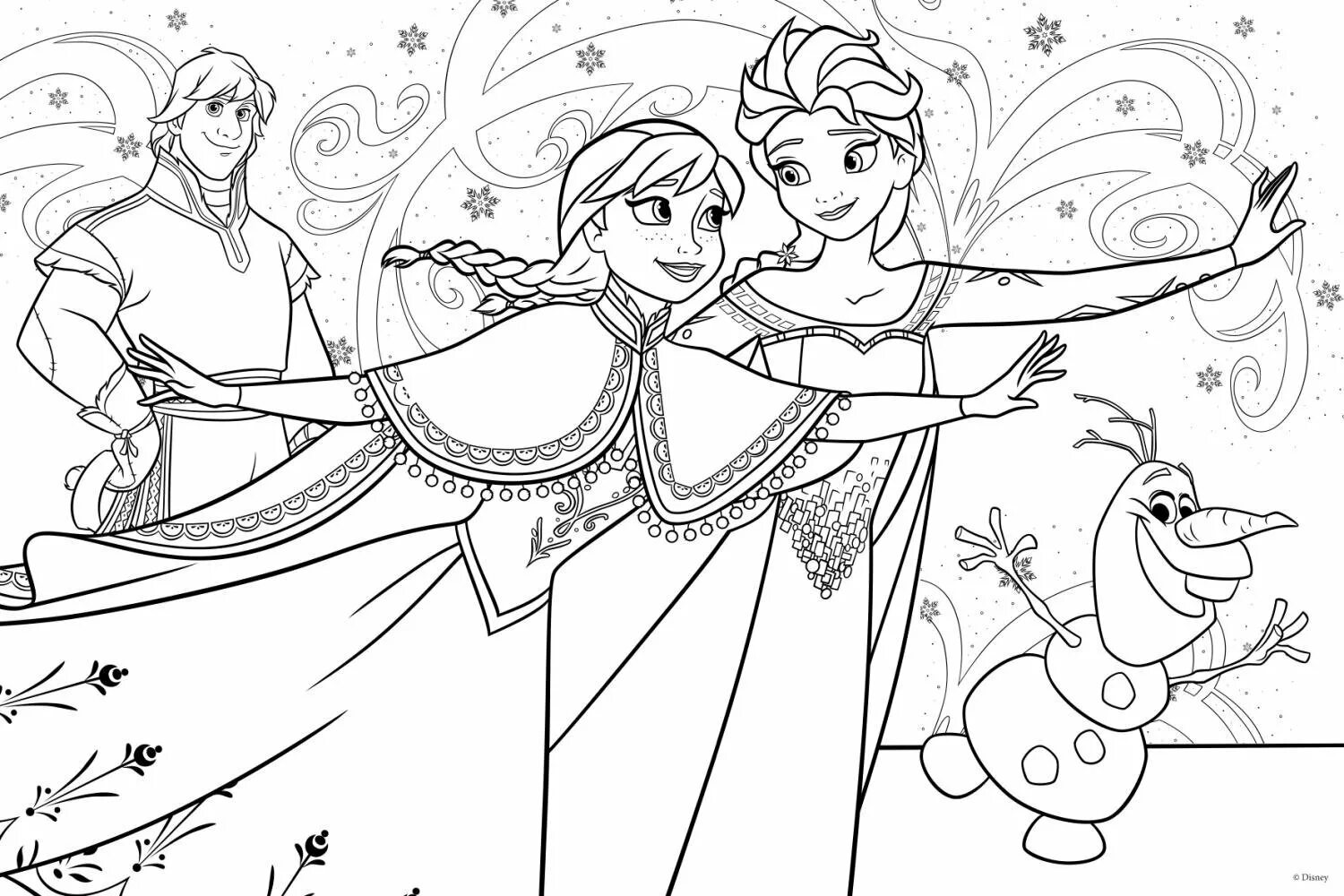 Frozen coloring. Раскраска Anna Elsa.