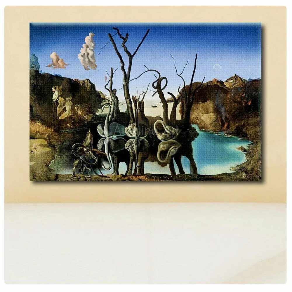 Salvador Dali Swans reflecting Elephants. Сальвадор дали «лебеди, отражающиеся в слонах» (1937). Сальвадор дали лебеди, отражающиеся в слонах. Dali Swan reflection Elephants.