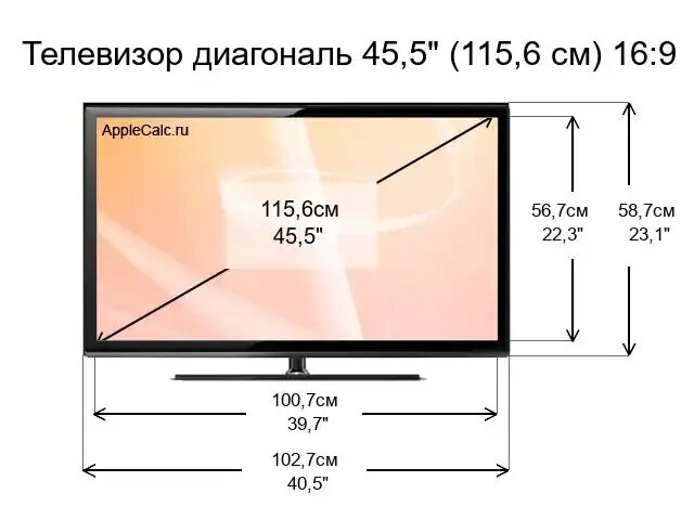 45 диагональ телевизора размеры. 45 диагональ телевизора размеры