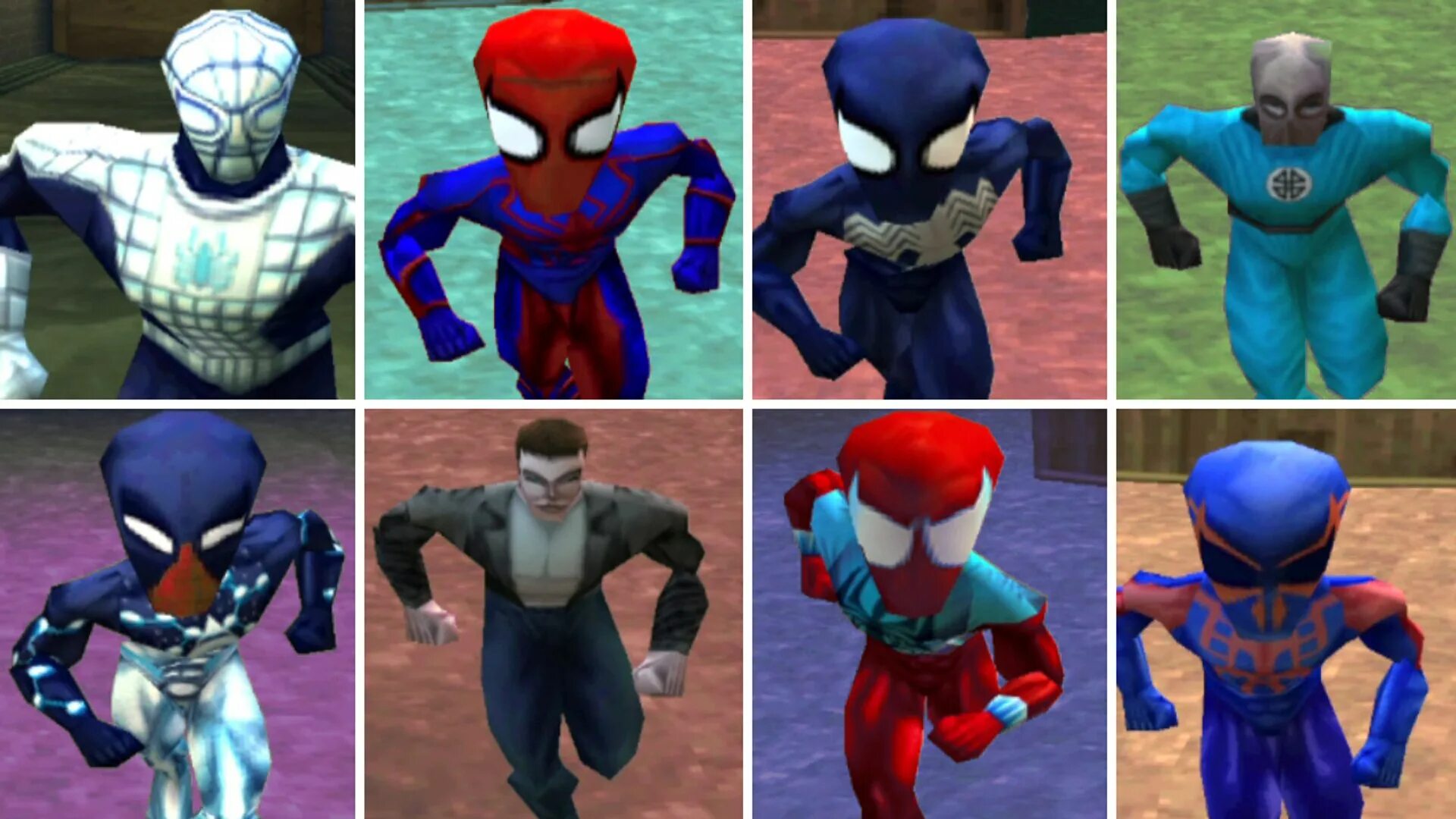 Spider man 2000 ps1. Spider man 1 ps1 костюмы. Spider man 2000 ps1 костюмы. Костюмы Spider man ps2. Игра в синем костюме