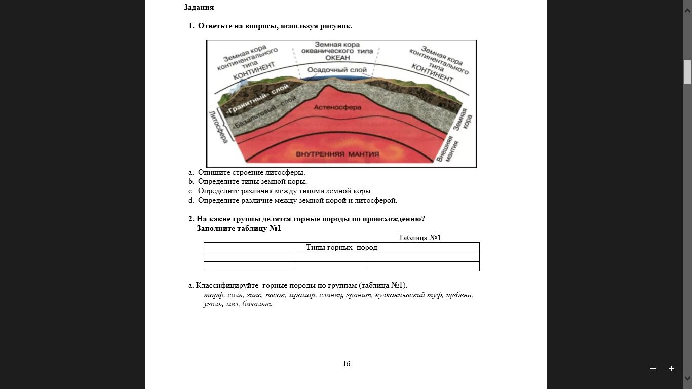 Контрольная работа по теме литосфера 5. Строение литосферы. Строение земной коры горные породы. Слои земной коры. Строение литосферы, горные породы.