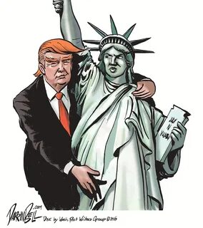 Trump And Lady Liberty Cartoon