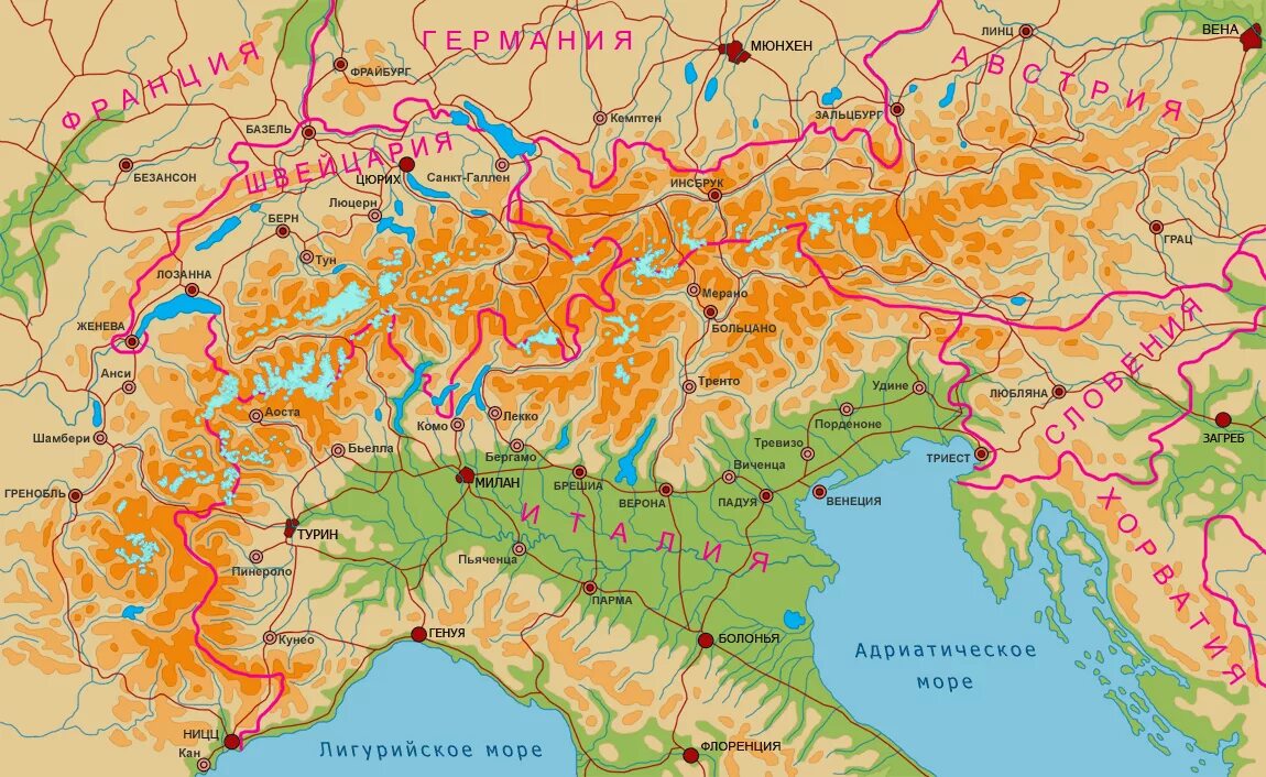 Карпаты какое государство. Альпы на физической карте Европы. Горы Альпы на карте Европы. Где находятся Альпы на карте Евразии. Горы Альпы на карте Евразии.