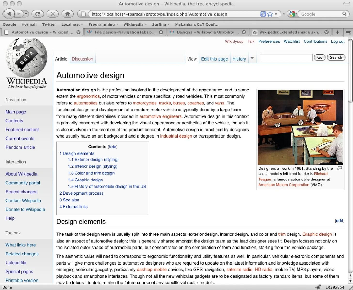 Design Wiki. Wikipedia Redesign.