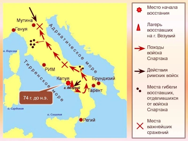 Карта похода Восстания Спартака. Восстание Спартака 74-71 гг до н.э. Карта сражения Спартака. Рим восстание Спартака 5 класс. Восстание спартака началось в городе