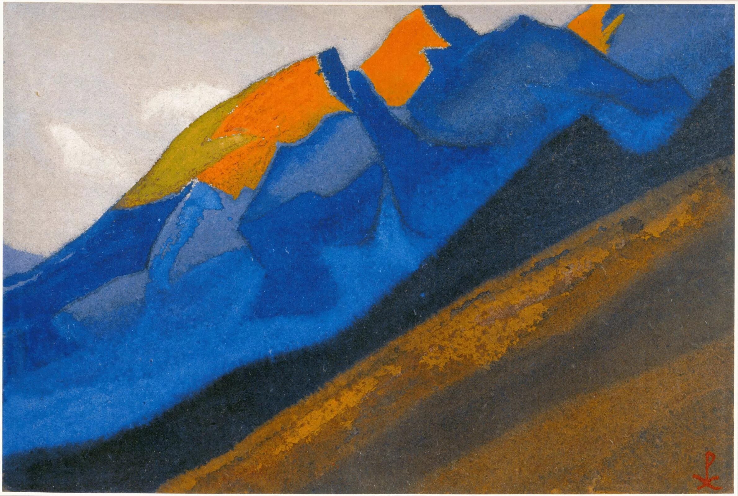 Л рерих. Картины рериха кулута. н.к. рерих. горящая вершина. 1933. н.к.рериха «на вершинах». контраст живопись рерих.