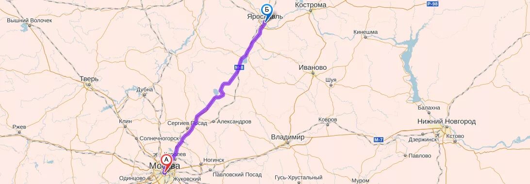 Ярославль до москвы расстояние сколько