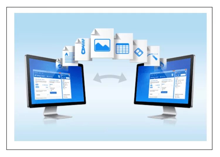 Передача данных с компьютера на компьютер. Передача файлов между компьютерами. Передача файлов картинка. Обмен информацией.