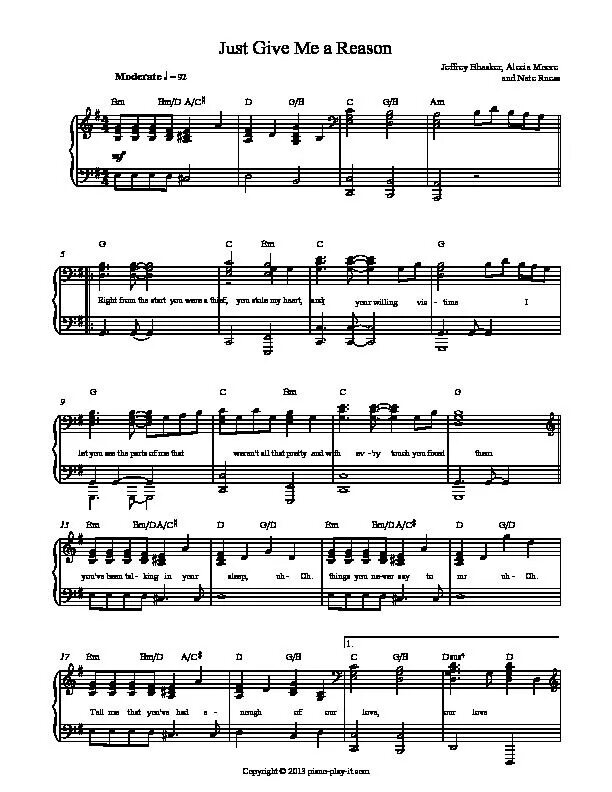 Песня give me reason. Just give me a reason Ноты для фортепиано. Pink just give me a reason Ноты для фортепиано. Ноты Пинк just give me a reason. Just give me a reason Pink Ноты.