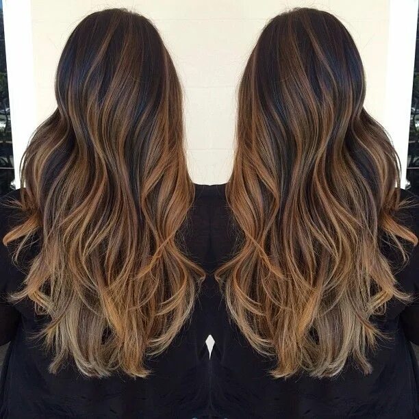 Балаяж на темные волосы челка фото Image result for caramel balayage om black hair Balayage hair dark, Dark brown h