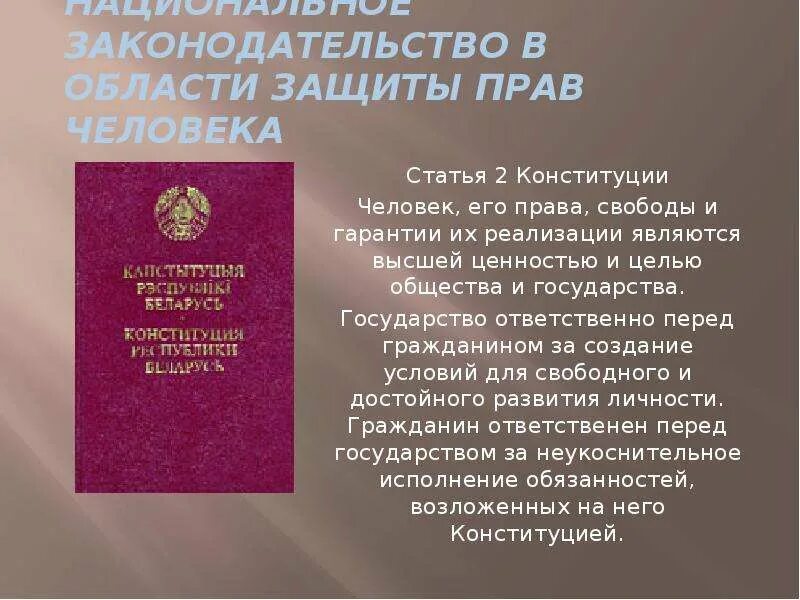 Гарантии и защита прав человека Конституция. 71 73 конституции рф