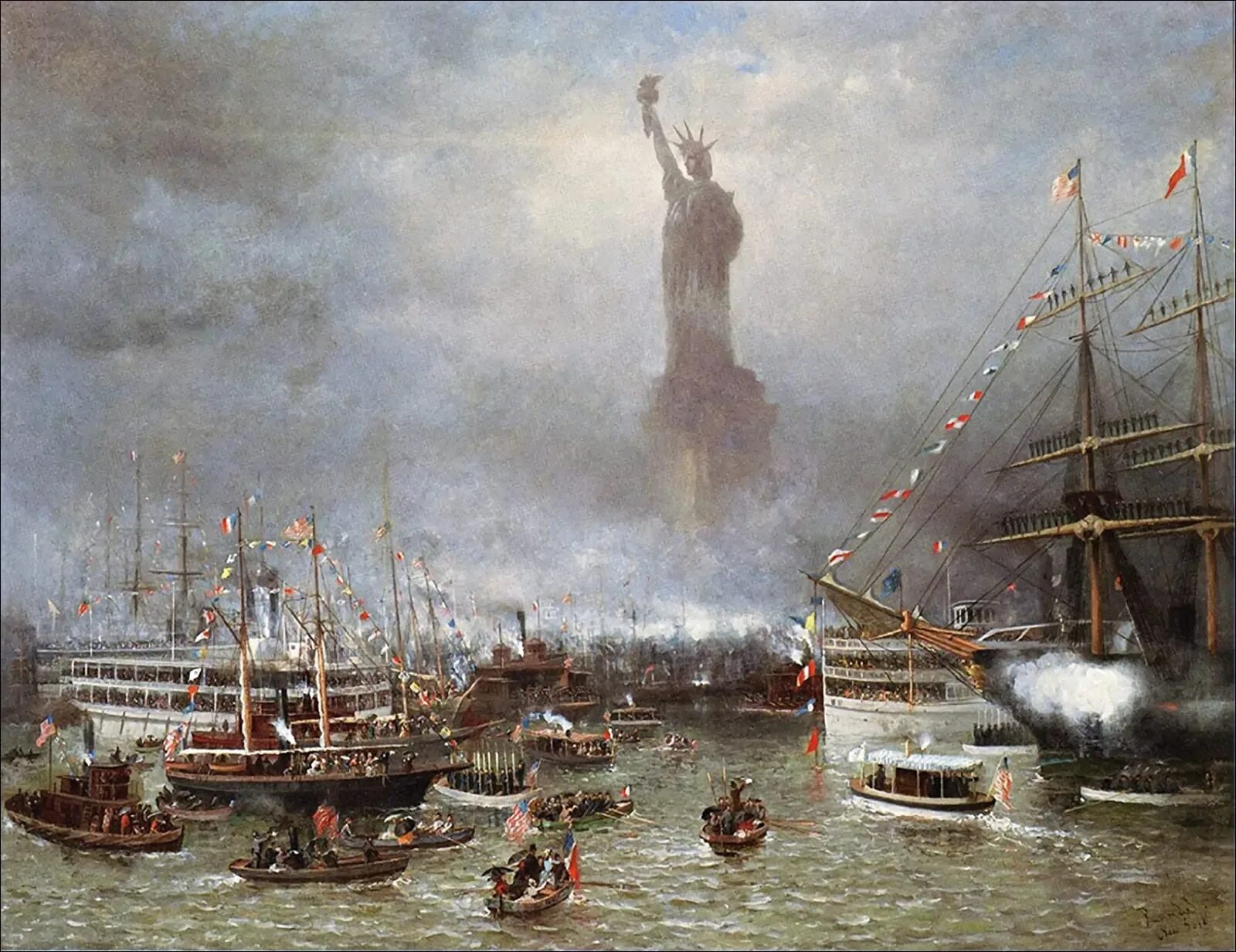 Французский пароход. Нью Йорк 1886. Статуя свободы Нью-Йорк 1886. 1886 Открытие статуи свободы. Нью Йорк 1886 год.