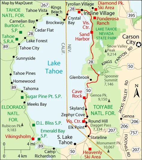 Озеро тахо на карте Lake Tahoe (#1/10)