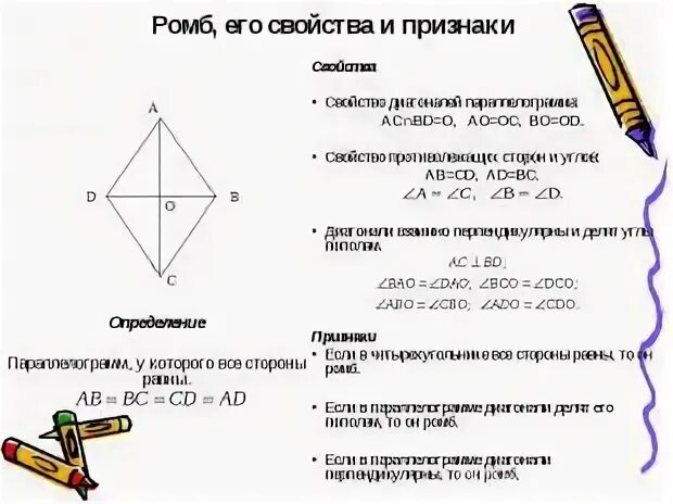 Ромб и его свойства. Ромб свойства и признаки. Свойства ромба. Свойства прямоугольника и ромба. Высота ромба свойства