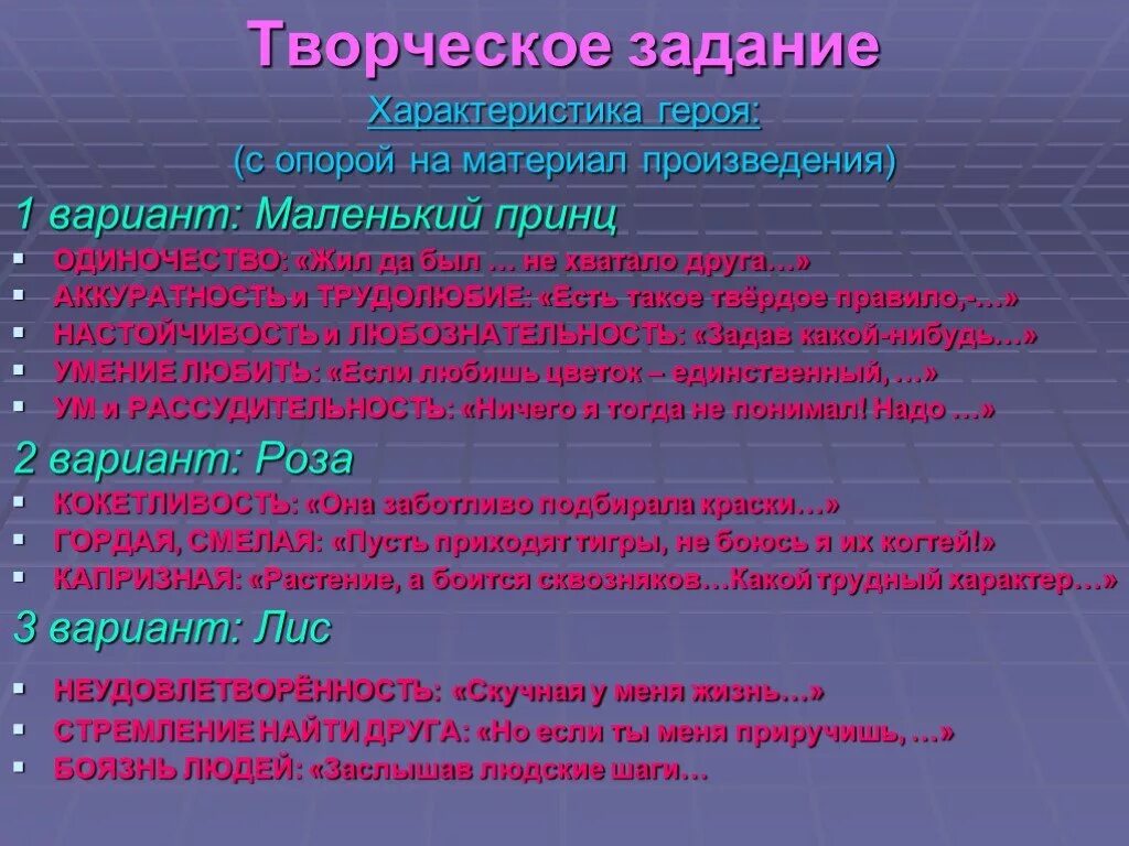Маленькое описание героя