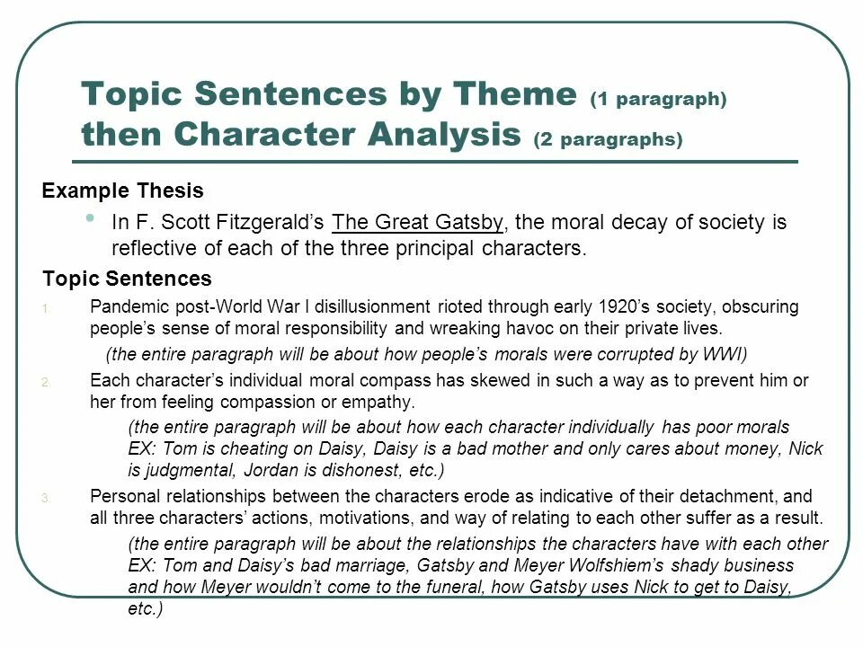 Topic sentence supporting sentences. Thesis Statement. Great Gatsby essay. Essay about Gatsby. Essay Gatsby little.