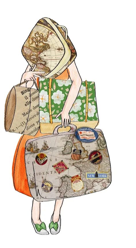 Art traveling. Девушка с чемоданом. Сумка иллюстрация. Путешественница с чемоданом. Путешествие рисунок.