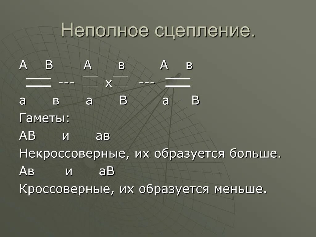 Неполное сцепление. Полное и неполное сцепление. Неполное сцепление генов. Некроссоверные гаметы при неполном сцеплении. Некроссоверные особи