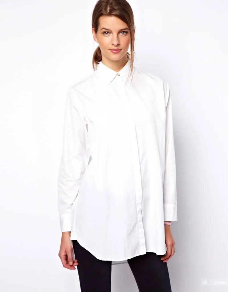 Рубашка женская. Белая рубашка женская. Длинная белая рубашка женская. Белая удлиненная рубашка женская.