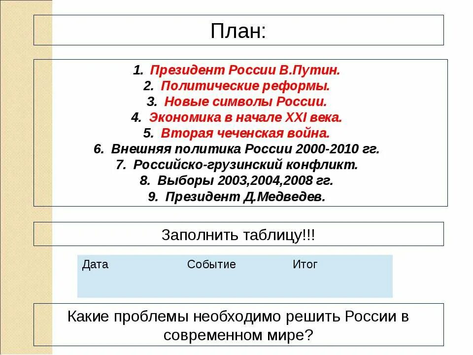 Политические реформы России в начале 21 века. Внешняя политика России в начале 21 века план. План экономика России в начале 21 века. Россия на пути реформ и стабилизации в начале 21 века. Тест россия в начале 21 века