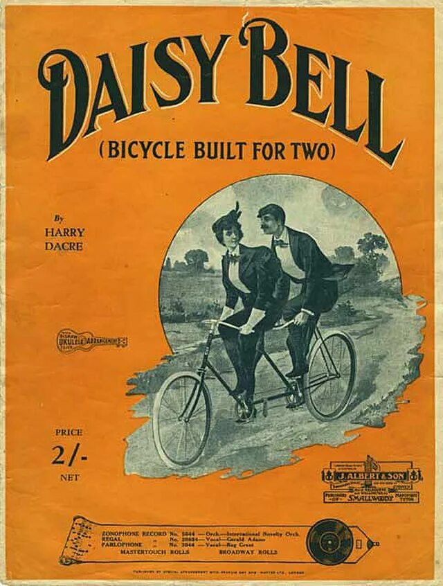 Дейзи Белл 1961. Bicycle built for two. Daisy Bell (Bicycle built for two). Daisy Bell 1892. Дейзи белл