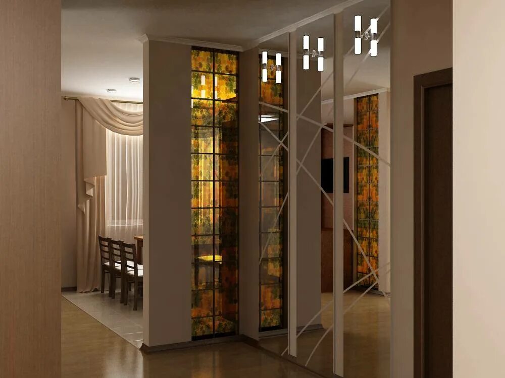 Зеркальные полосы в интерьере. Зеркало полосками на стене. Панно из зеркальной плитки в прихожей. Longhi ianus. Модульные зеркала на стену.