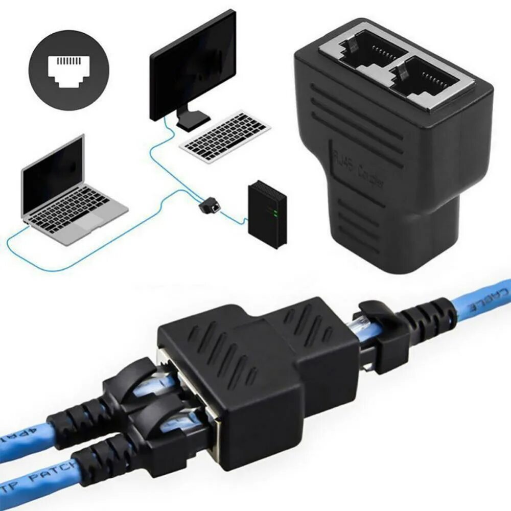Сетевой переходник ethernet. Разветвитель y-адаптер кат.5e 2xrj45-1хrj45. сплиттер rj-45 1в2. lan ethernet сети rj45 сплиттер. разветвитель rj45 (1in &gt; 2out).