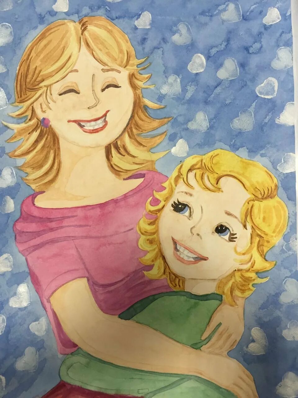 Дочки мамина улыбка. Рисунок для мамы. Портрет мамы. Красивый рисунок для мамы. Портрет мамы для детей.