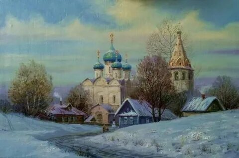 Зимний храм картина
