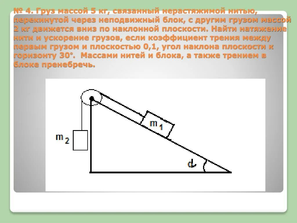 Движение связанных тел. Задачи на движение связанных тел. Движение по наклонной плоскости задачи. Задача на движение тела по наклонной плоскости. Движение связанных тел по наклонной плоскости.