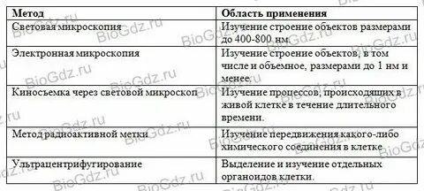 Таблица изучения клетки биология