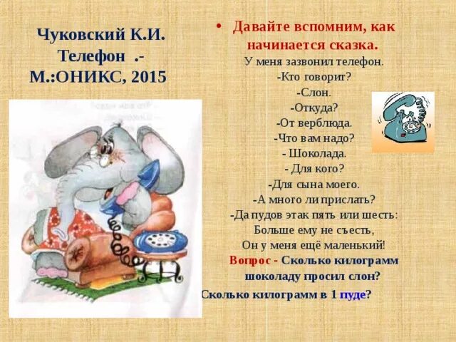 Стих чуковского у меня зазвонил телефон. Чть овам надо шоколада. Сказки корнея чуковского у меня зазвонил телефон. Что вам надо шоколада. Что надо шоколада.