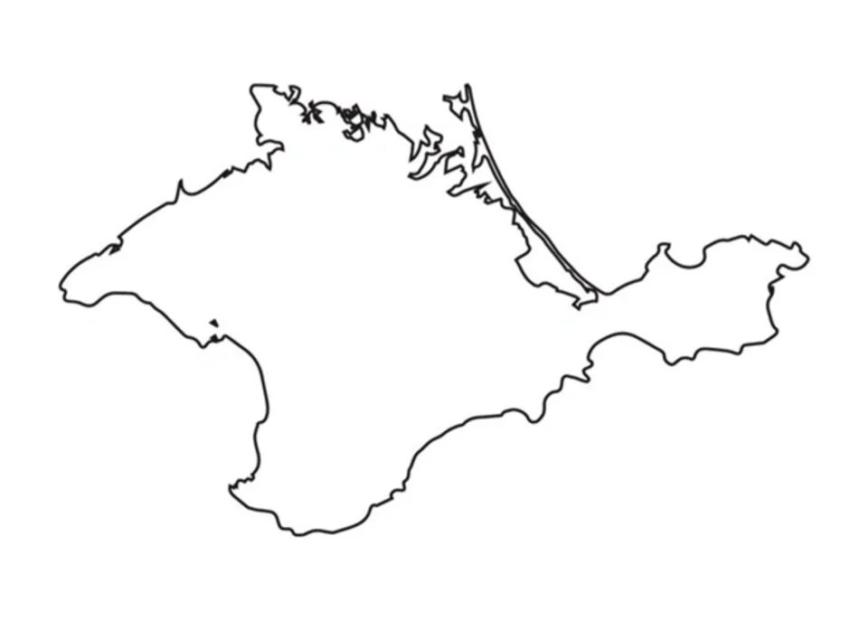 Раскраска крым 10 лет вместе. Очертания Крымского полуострова. Контур полуострова Крым. Крым силуэт полуострова. Раскраска Крым для детей.