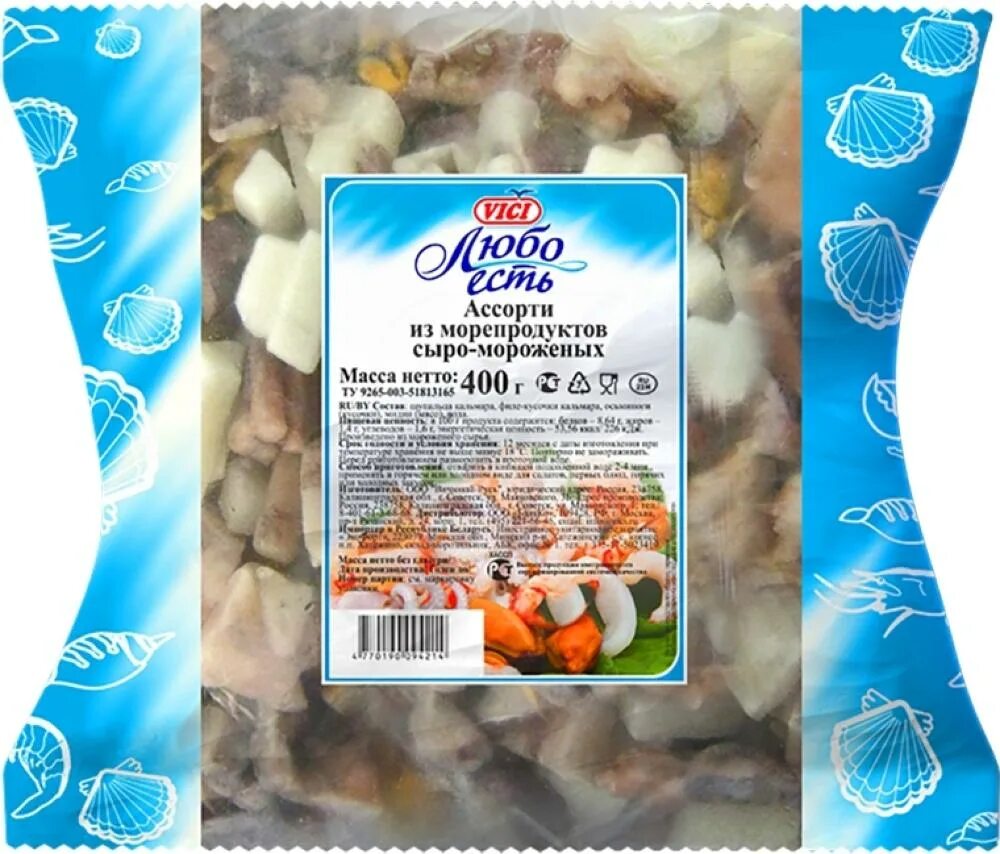 ассорти из морепродуктов с/м, vici, 400 г. Vici ассорти морепродуктов. ассорти из морепродуктов vici из сурими сыро-мороженое 450 г. мясо криля вичи замороженные. креветка тигровая.