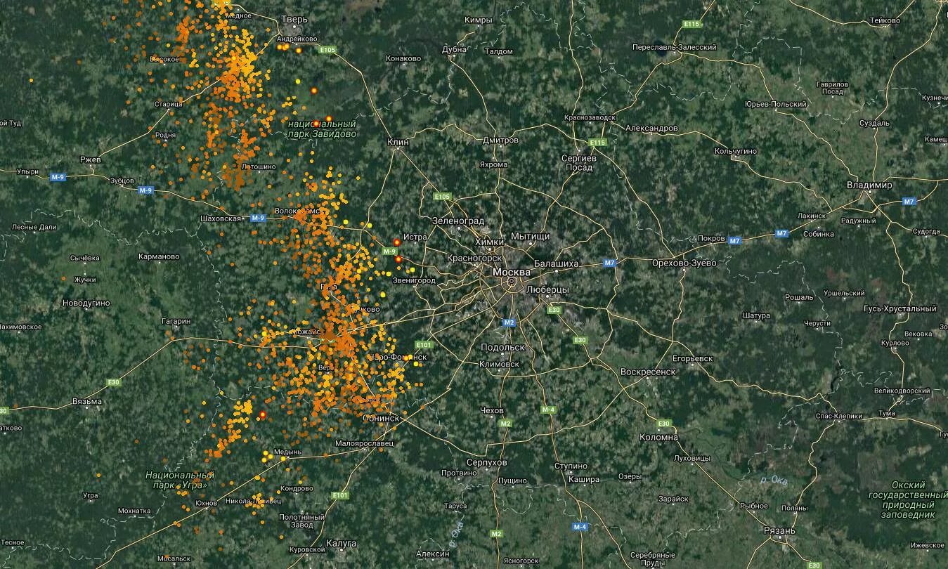 Карта московской области со спутника