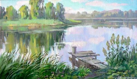 Утро на озере картина